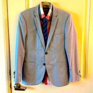 Hugo Boss 34R Light Blue with light white stripes.